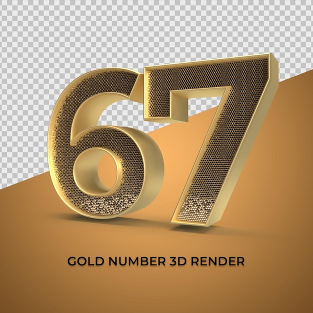 3d Render Złoty Numer 67 Luksusowej Rocznicy Wieku