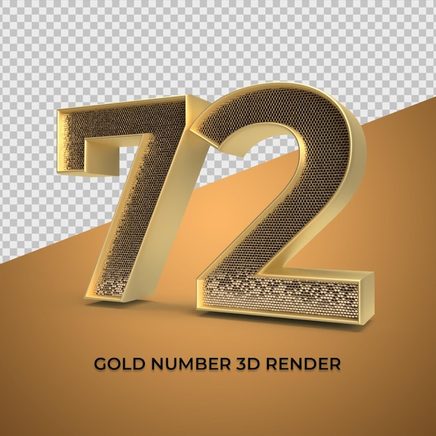 3d Render Złoty Numer 72 Luksusowy Jubileusz Wieku