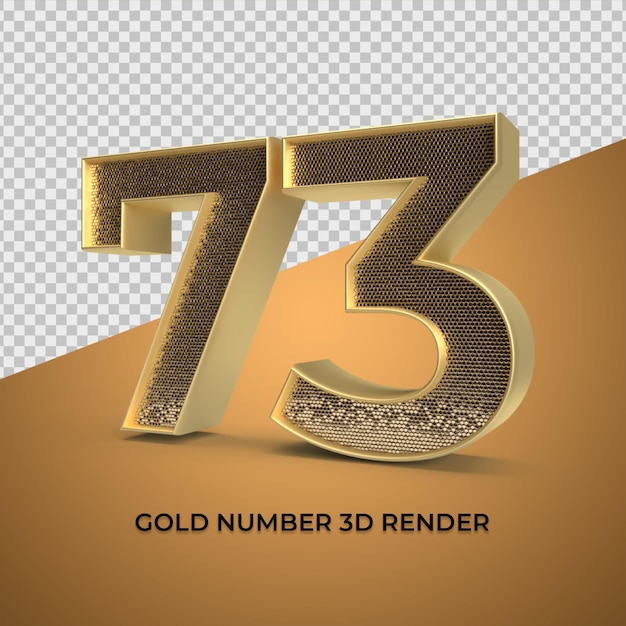 3d Render Złoty Numer 73 Luksusowy Jubileusz Wieku
