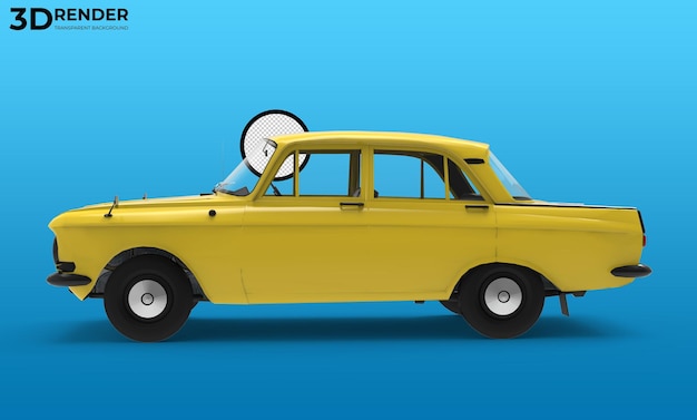 3d Render żółty Samochód Taksówki Przezroczyste Tło