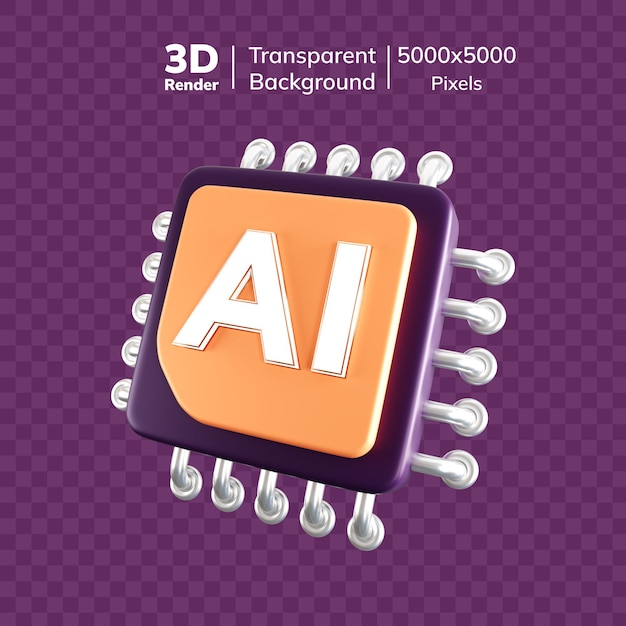 3D-rendera av ett AI-chip