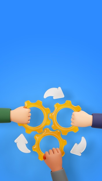 3D-rendera av teamwork