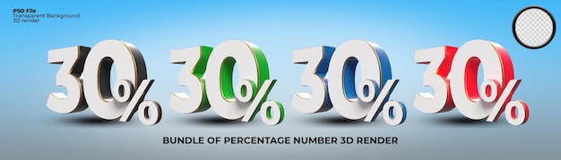 3D-renderbundel van nummer 20 png voor voortgang van de kortingsverkoop