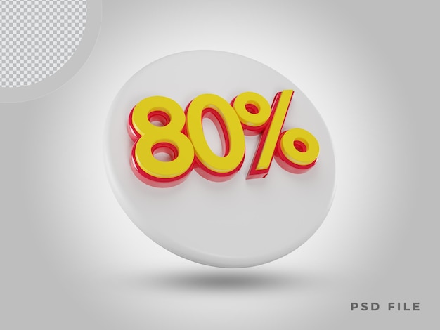 3D-рендеринг значка 80 процентов цветов с помощью Premium Psd