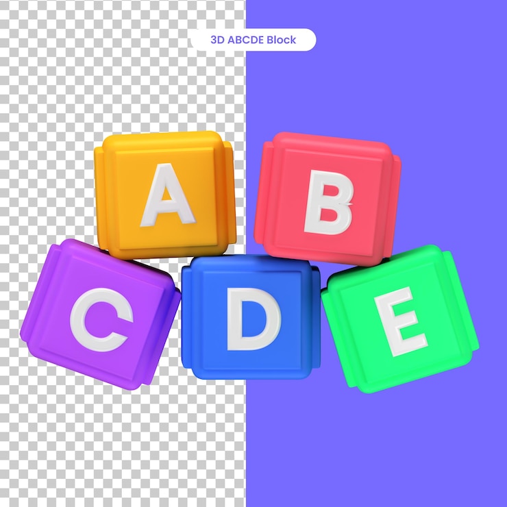 PSD 3d rendered alphabet blocks object