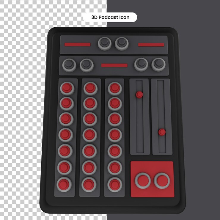 PSD 3d rendered audio mixer object