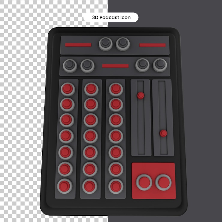 PSD 3d rendered audio mixer object