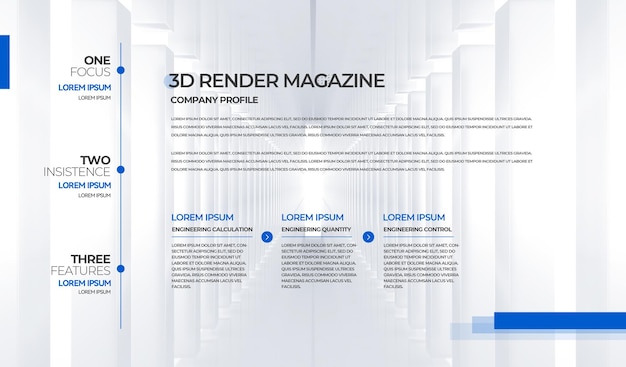 3D Rendered Background Business Magazine Inside Page Design
