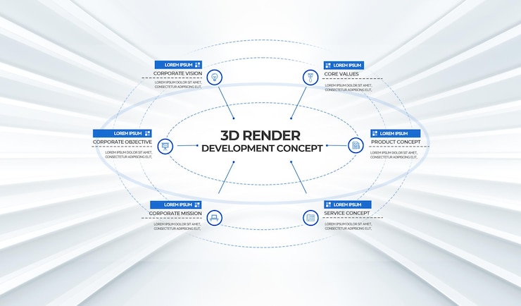 PSD 3d rendered background business magazine inside page design