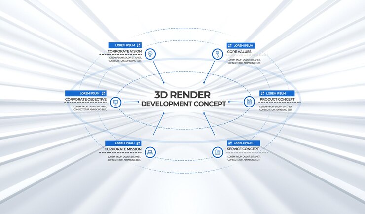 PSD 3d rendered background business magazine inside page design