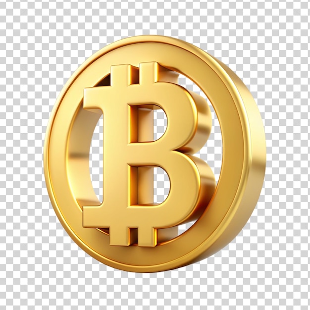 PSD simbolo di bitcoin renderizzato in 3d isolato su uno sfondo trasparente