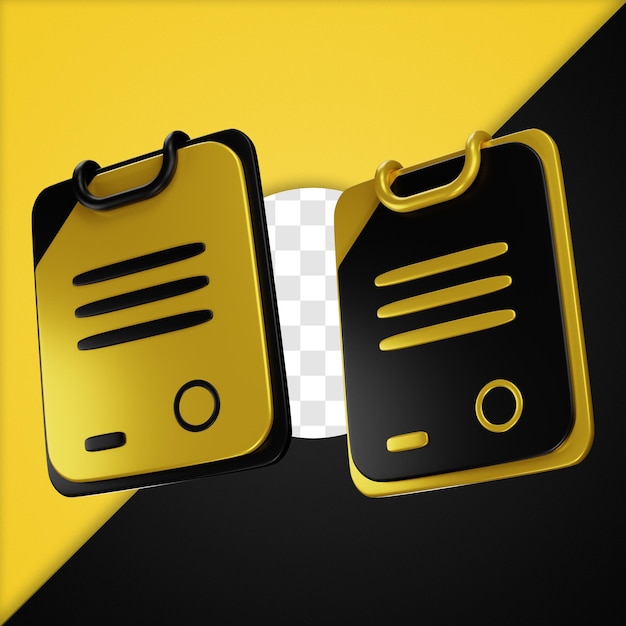 3d rendered black and gold Document icon