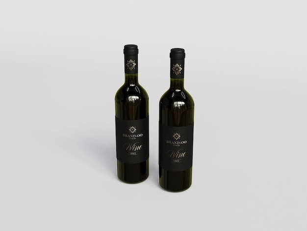 Mockup di bottiglia di vino nero reso 3d