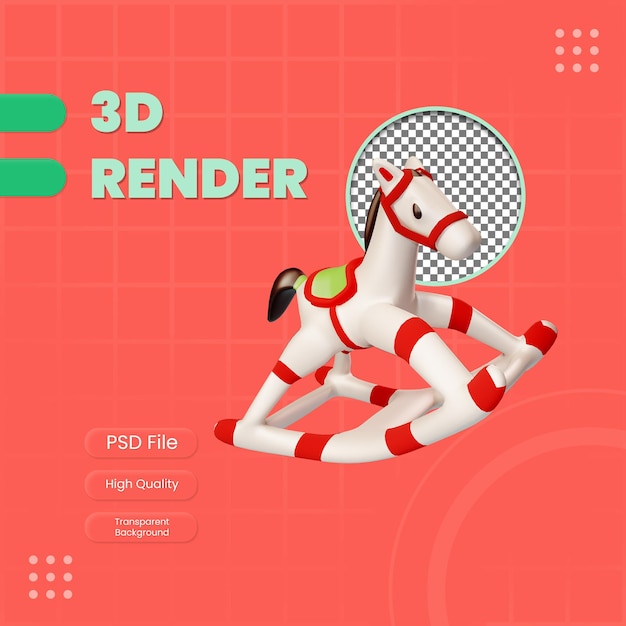 3dレンダリングされたクリスマスの馬のおもちゃのイラスト