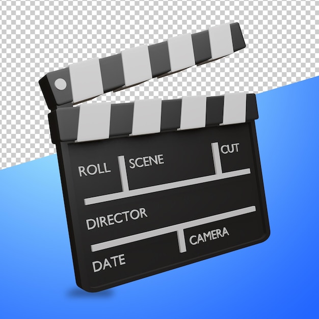 3d rendered cinema clapperboard icon