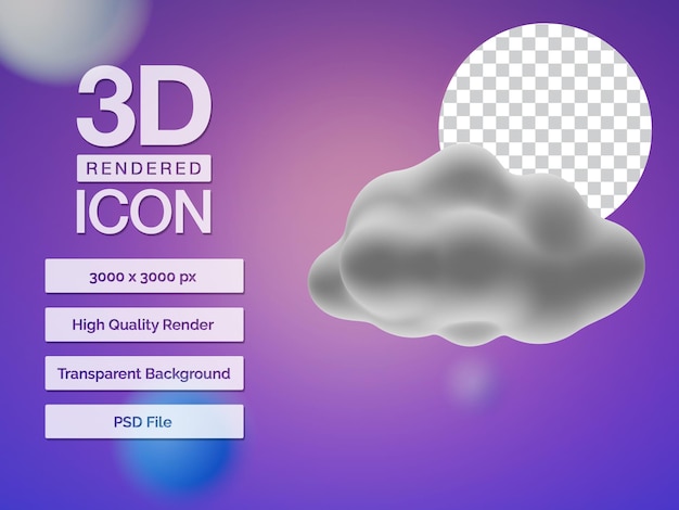 Icona a forma di nuvola con rendering 3d
