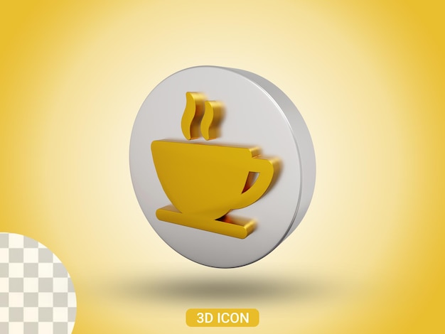 Vista laterale del design dell'icona della tazza di caffè con rendering 3d