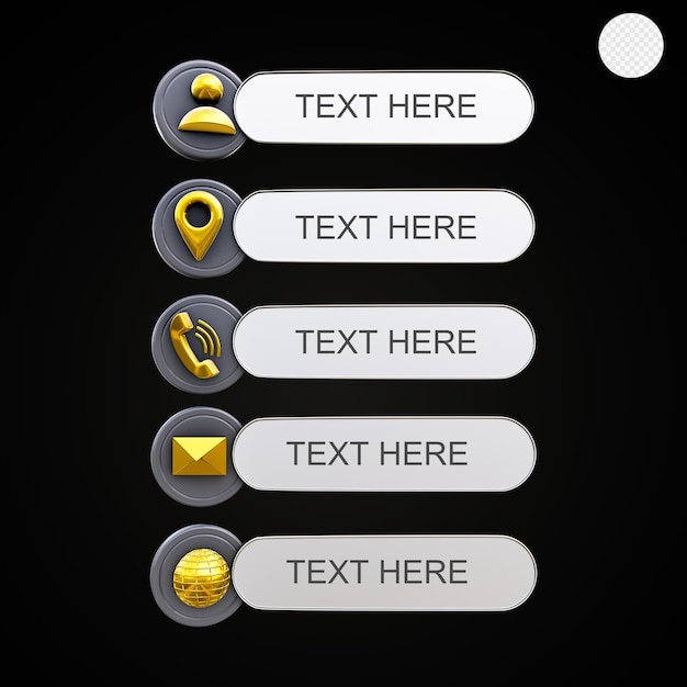 PSD 透明な背景を持つ3dレンダリングされた連絡先の詳細インフォグラフィック