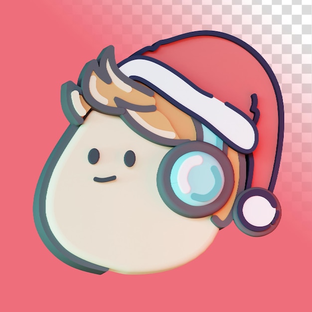 PSD 3d rendered of cute handsome boy wear earmuff and red santa claus hat