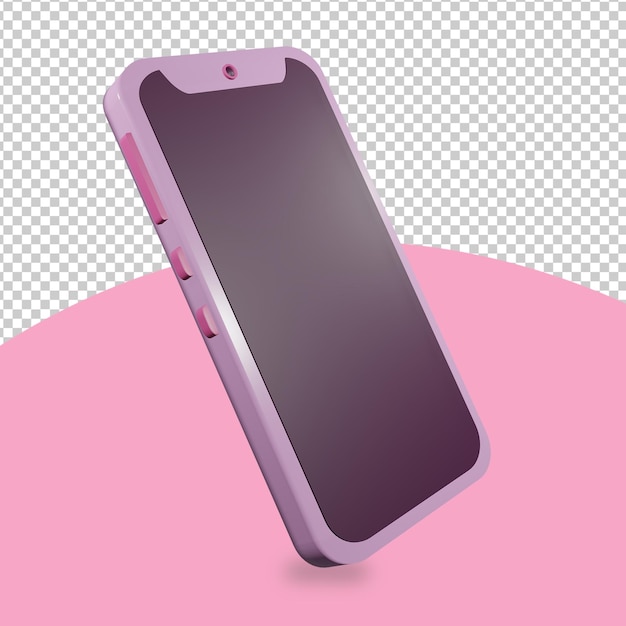 PSD 3dレンダリングされたかわいいピンクのスマートフォン