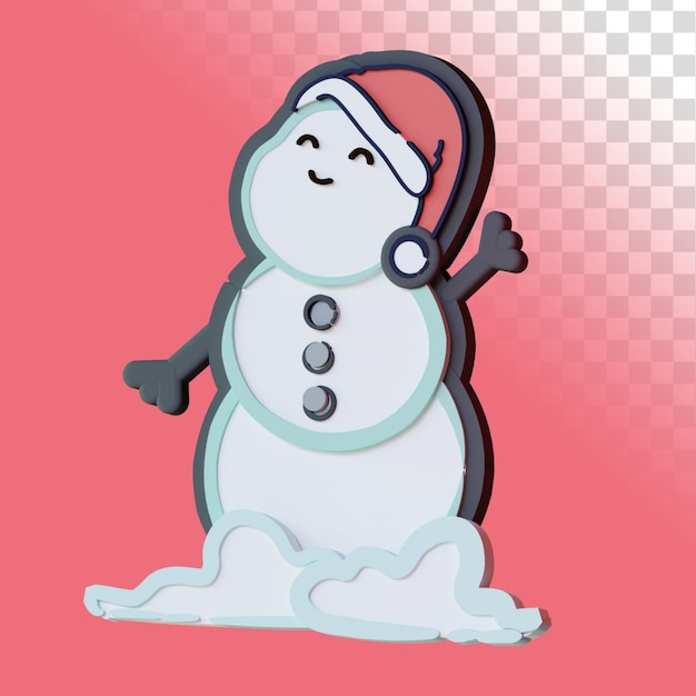 3d rendered of cute smiling snowman in outdoor