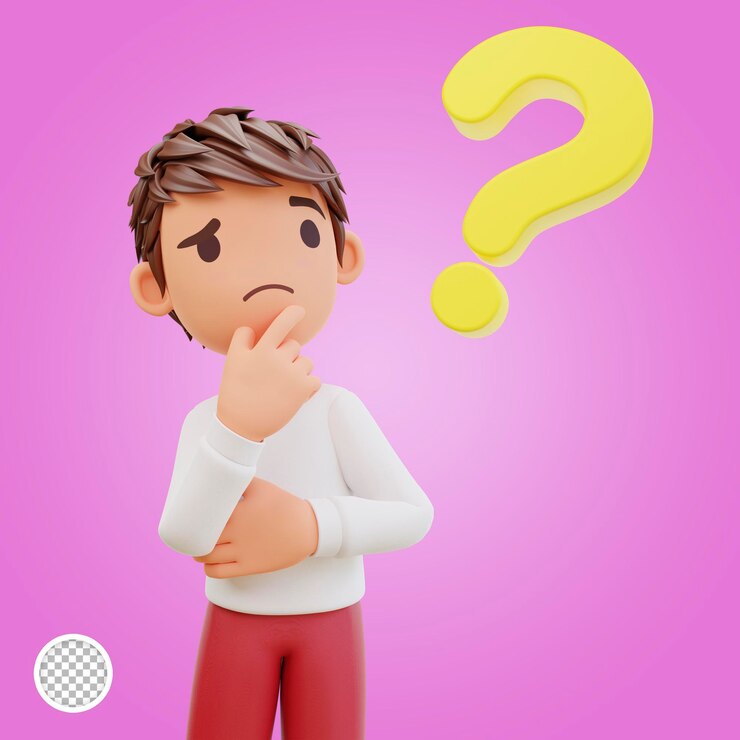 PSD 3d rendered cute student with question mark