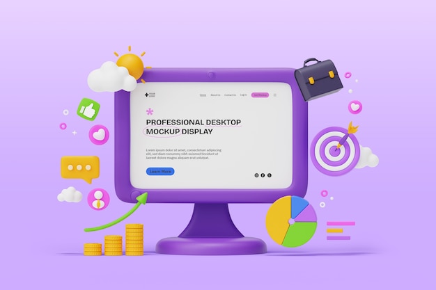 3D-рендерированный макет рабочего стола