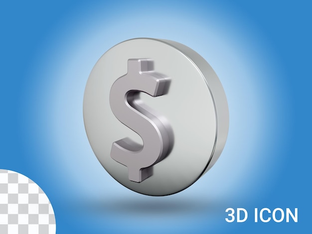 3d rendered dollar sign icon design right view