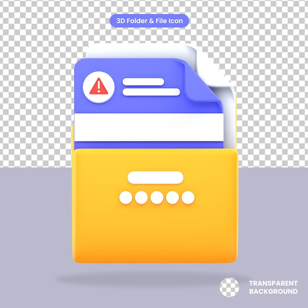 3d rendered error folder object