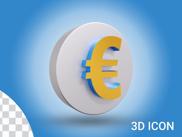 PSD vista laterale del design dell'icona dell'euro con rendering 3d