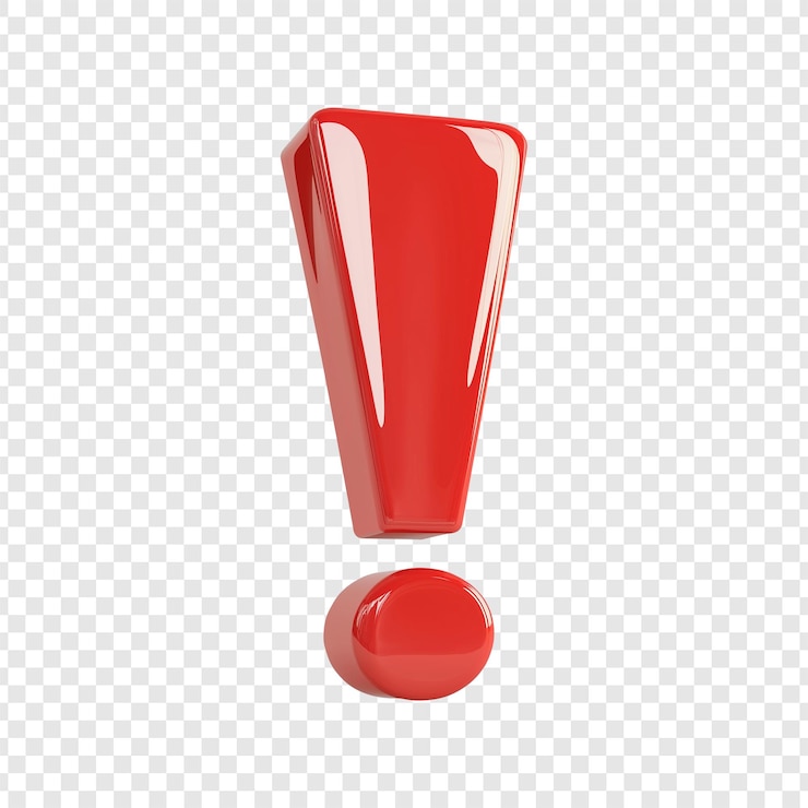PSD 3d rendered exclamation mark isolate on transparency background