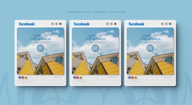 고립 된 3d 렌더링 된 Facebook 게시물 모형