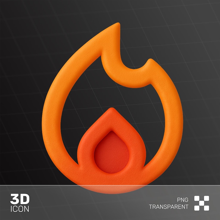 PSD 3d 렌더링 된 불 아이콘