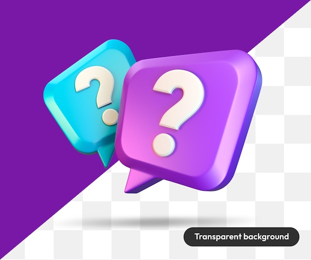 3d rendered floating balloons with question mark on transparent background