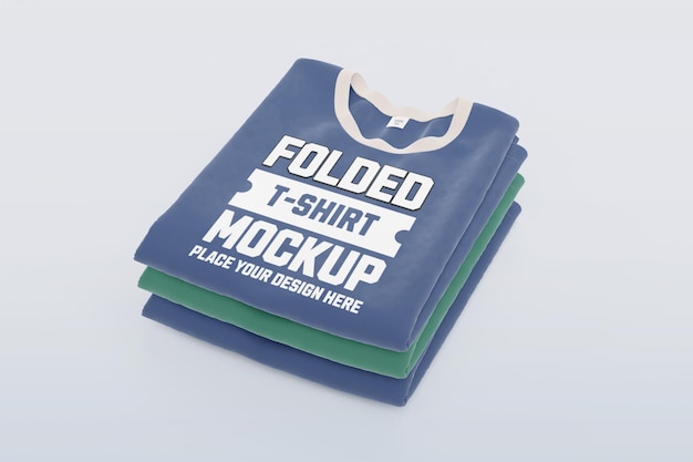 3d rendered Folded TShirt Mockup Stacked Apparel Design Template