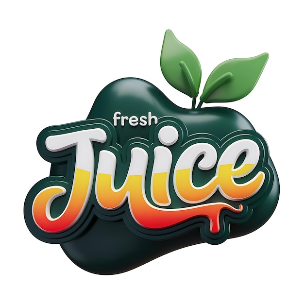 3d rendered fresh juice logo with vibrant colors