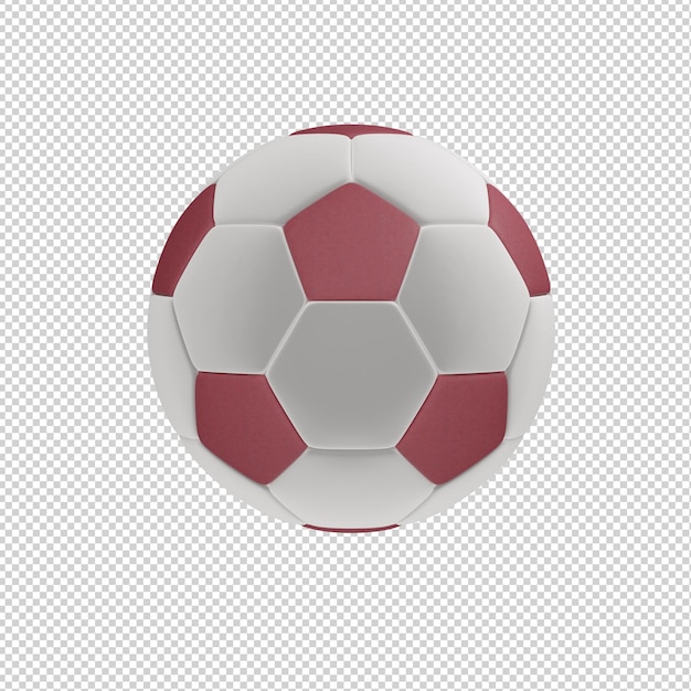 완전히 투명한 흰색과 빨간색 축구공을 렌더링한 3d