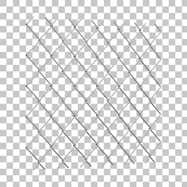 3D Rendered Galvanized ChainLink Fence with Transparent Background