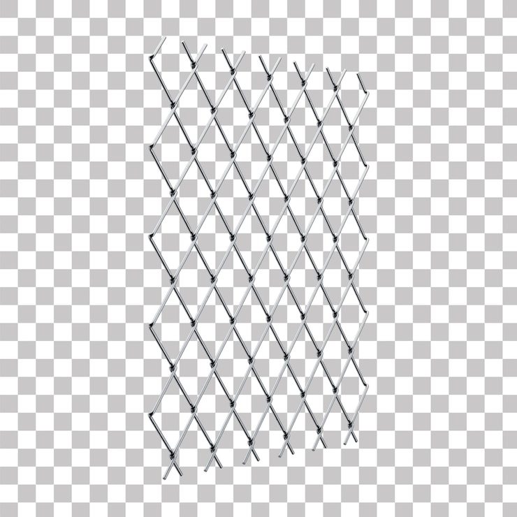 PSD 3d rendered galvanized chainlink fence with transparent background