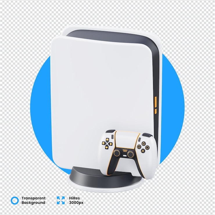 PSD 3d-рендеринг игровой консоли и контроллера с современным дизайном