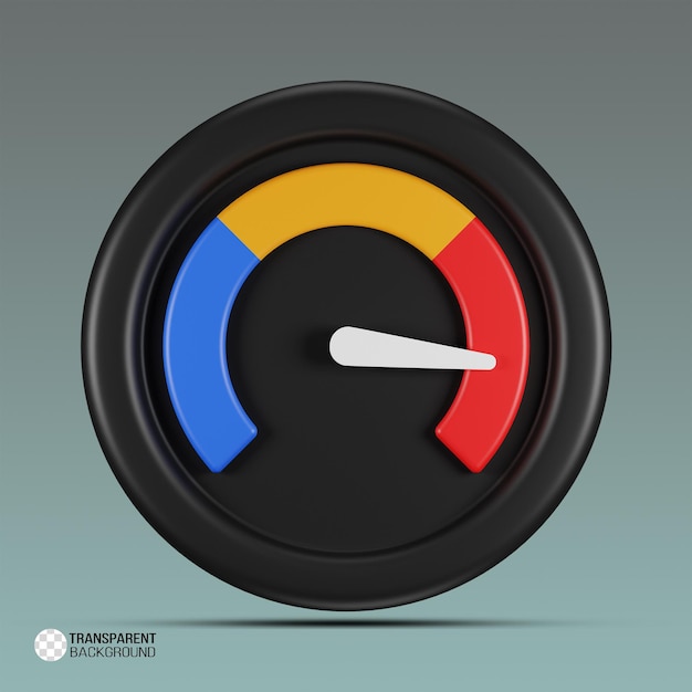 3D-rendered gauge-icone met gekleurde lezingen
