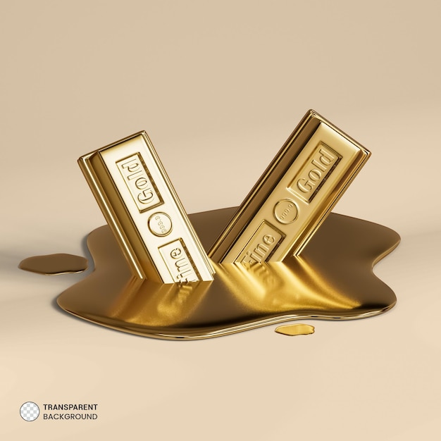 3d rendered gold bar isolated icon