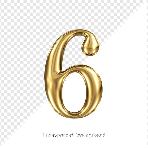 3d rendered gold number six