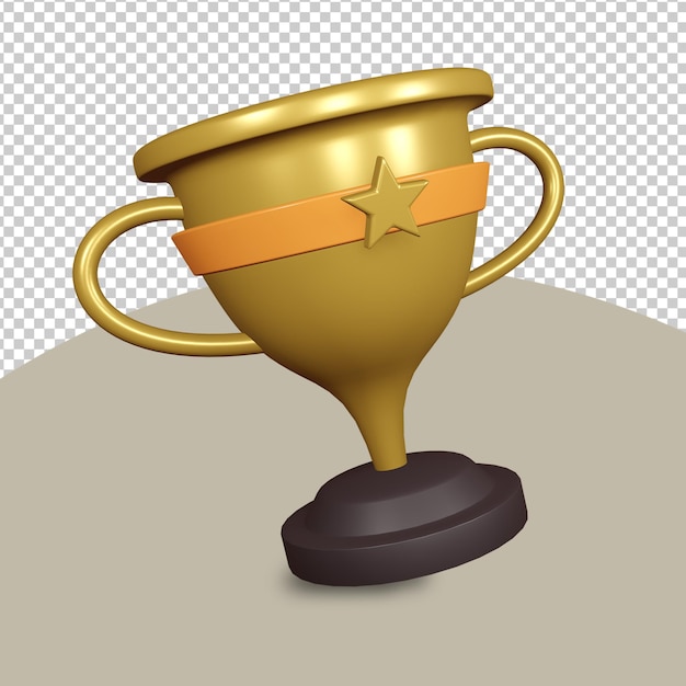 PSD 3d rendered gold thropy icon