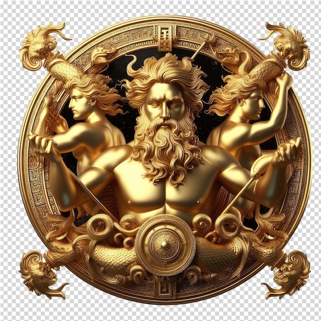 PSD a 3d rendered golden geek god