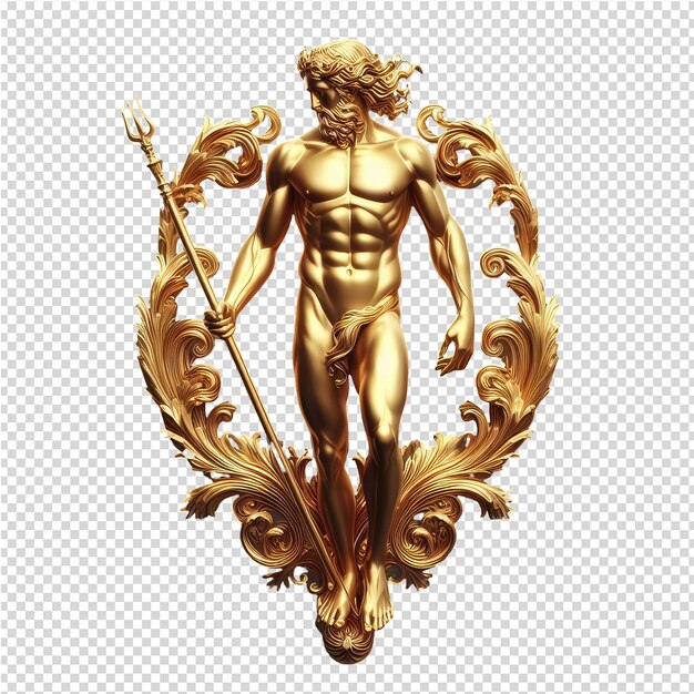 PSD a 3d rendered golden geek god