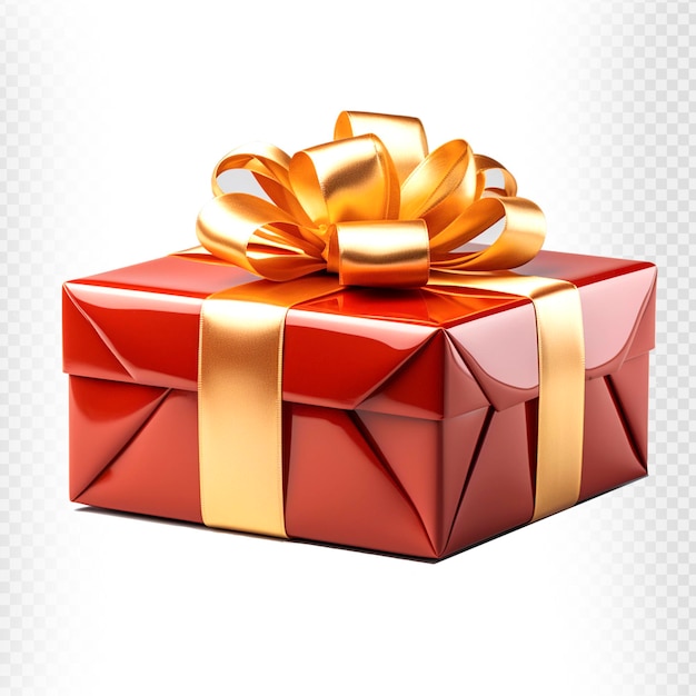 PSD 3d rendered golden ribbon gift box isolated background