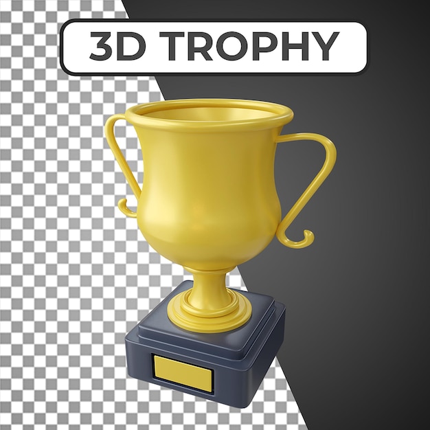 3D rendered Golden trophy cup icon isolated