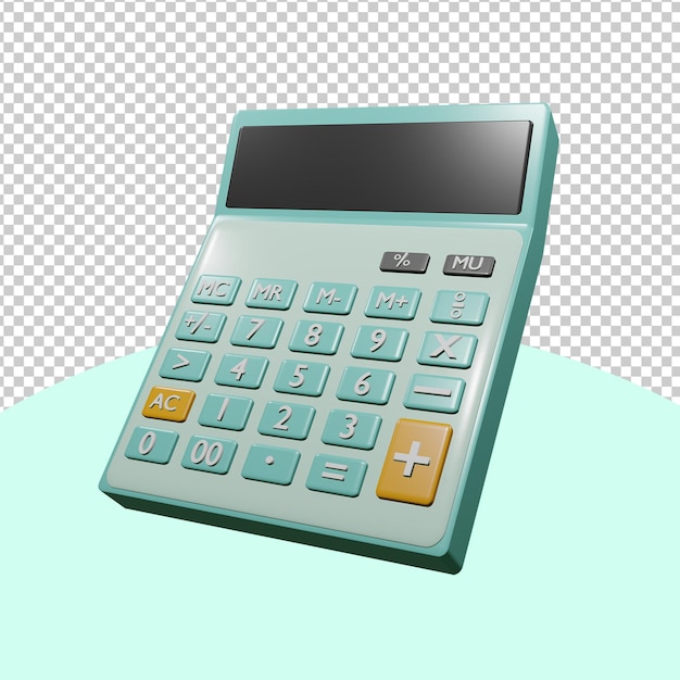 3D-рендеринг зеленого калькулятора с цифровой клавиатурой