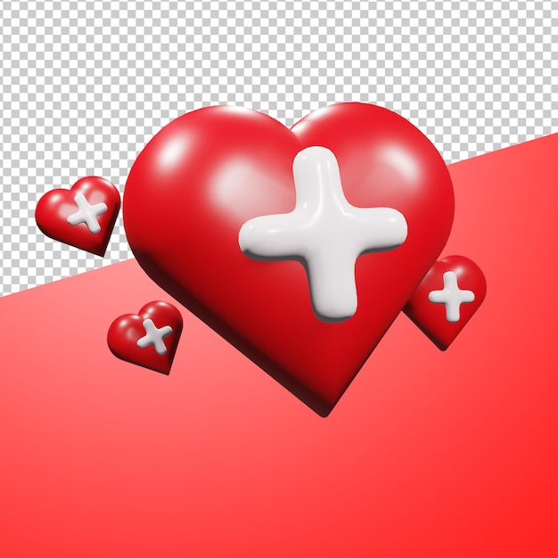 Icona di donazione del cuore con rendering 3d